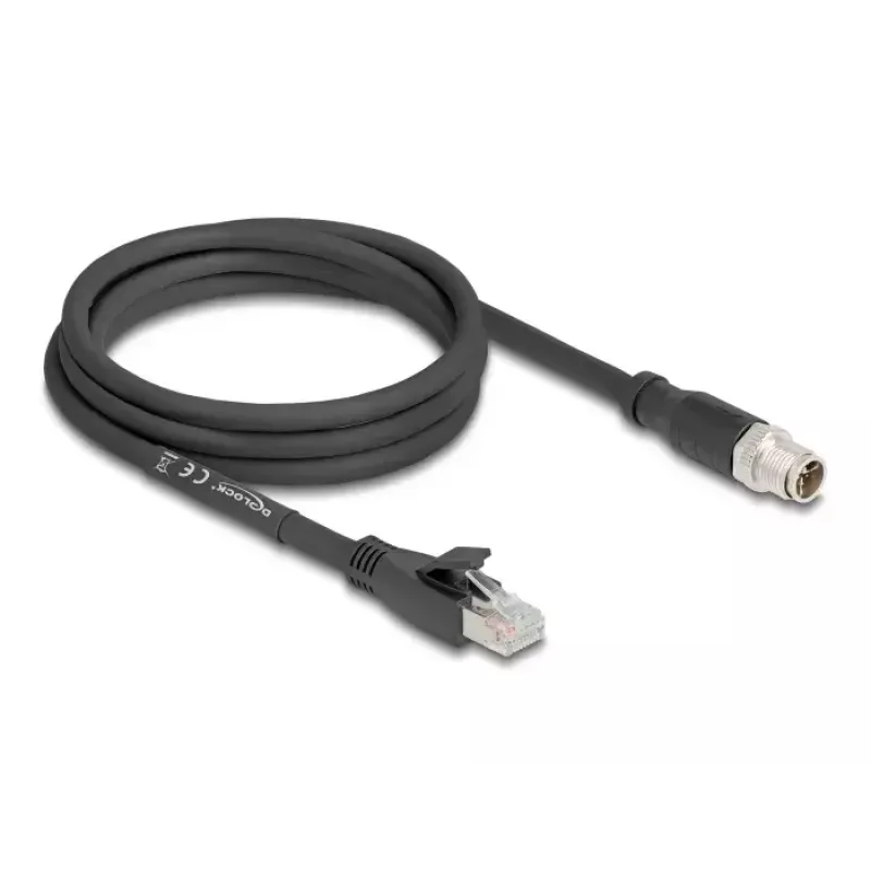 Cable de red DeLOCK 80579 M12 a RJ-45 Cat5e 2 m negro