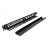 Panel de gestión de cables DELOCK 19 pulgadas 1U metal, 2 aberturas, negro