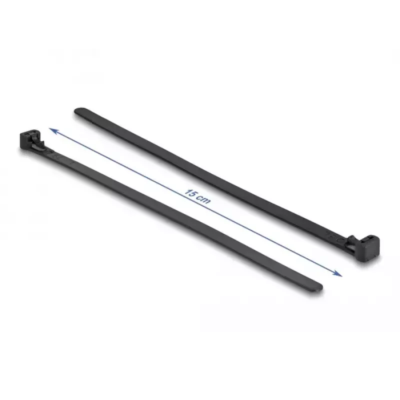 DeLOCK Bridas reutilizables resistentes al calor, 200 x 7.5 mm, negro, 100 uds.