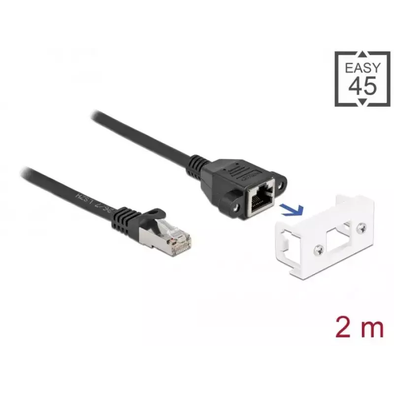 Cable de red DeLOCK 87112 2m Cat6a S/FTP RJ-45 negro blanco