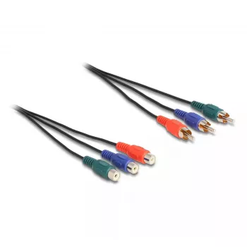 Cable prolongador RCA RGB DeLOCK 3 x conector macho a 3 x conector hembra 3 m