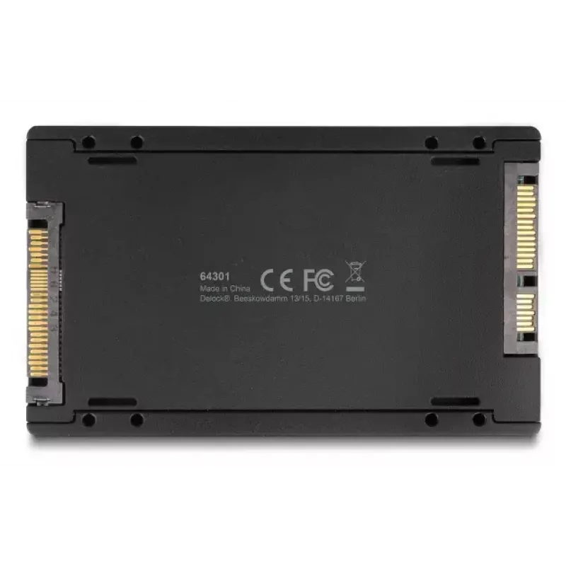 Adaptador de interfaz DELOCK U.2 (SFF-8639) a SSD M.2 Key M NVMe, modelo 64301, negro, conector macho host
