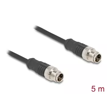 Cable de red DeLOCK M12 X-codificado 8 polos conector macho a conector macho Cat5e 5 m negro