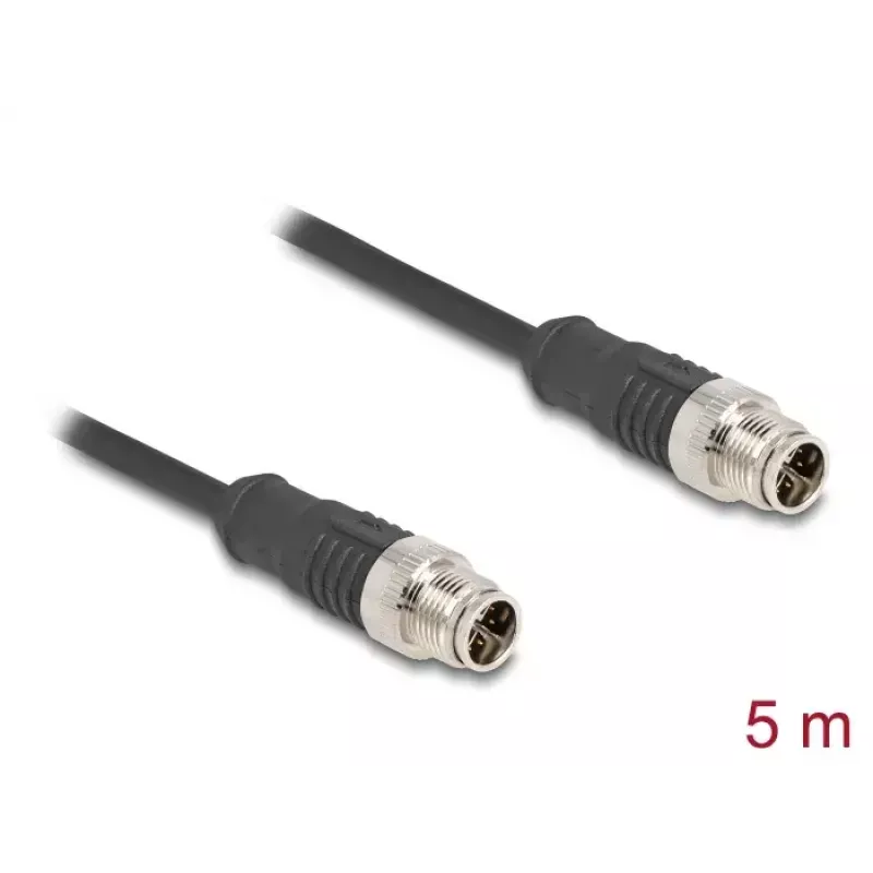 Cable de red DeLOCK M12 X-codificado 8 polos conector macho a conector macho Cat5e 5 m negro