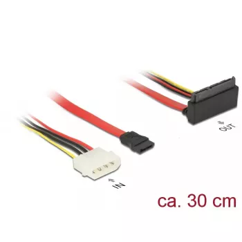 Cable SATA DeLOCK 85514 0,3 m 1x Molex 4-Pin 1x SATA 22-Pin 1x SATA 7-Pin