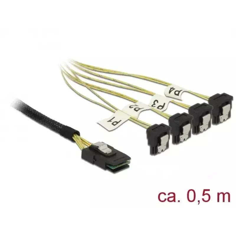 Cable de alimentación interno DeLOCK 85686 0,5 m Mini SAS SFF-8087 a 4 SATA