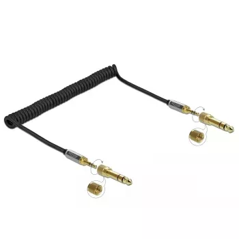 Cable de audio DELOCK 85837 — 2 m, 3,5 mm conector macho a conector macho, contactos dorados, AWG 28, negro