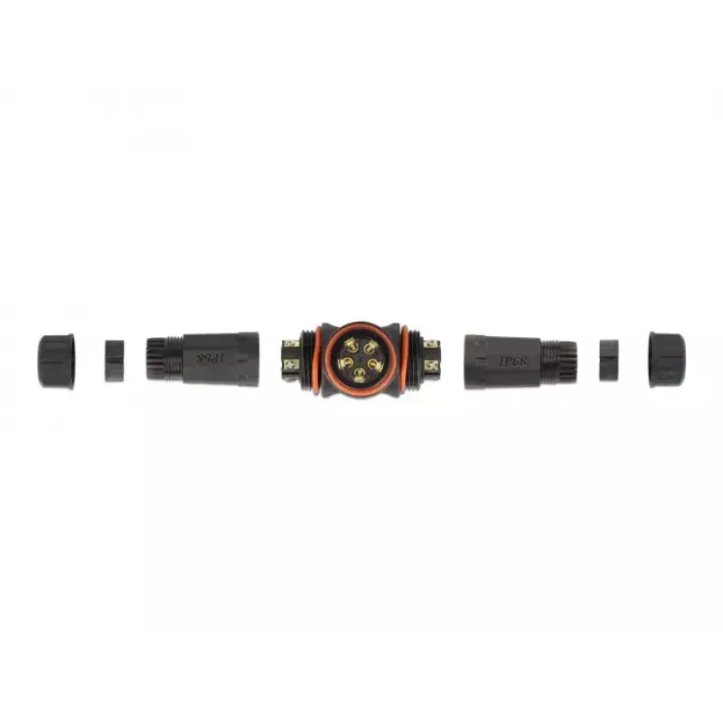 Delock 86919 Conector de cable para exteriores, en forma de T, 5 pines, IP68, tipo tornillo, negro