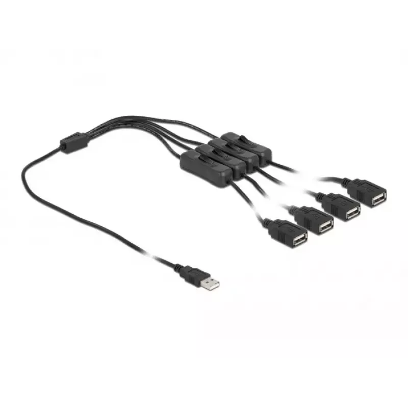 USB Type-A macho a 4 x USB Type-A hembra con interruptor, 1 m, DeLOCK 86805