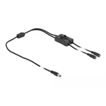 Cable DC DeLOCK 86794 5,5 x 2,1 mm macho a 2 x hembra con interruptor 1 m