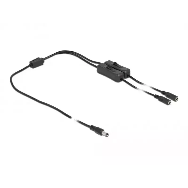 Cable DC DeLOCK 86794 5,5 x 2,1 mm macho a 2 x hembra con interruptor 1 m