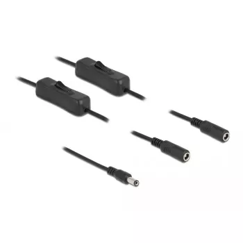 Cable DC DeLOCK 86794 5,5 x 2,1 mm macho a 2 x hembra con interruptor 1 m