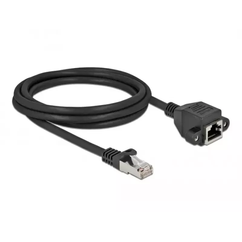 Cable prolongador de red S/FTP RJ45 macho a RJ45 hembra Cat.6A 2 m negro DeLOCK 87002