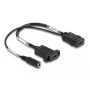 Cable HDMI DeLOCK 4K 60 Hz con alimentación DC 2,1 x 5,5 mm 0,30 m montaje en panel