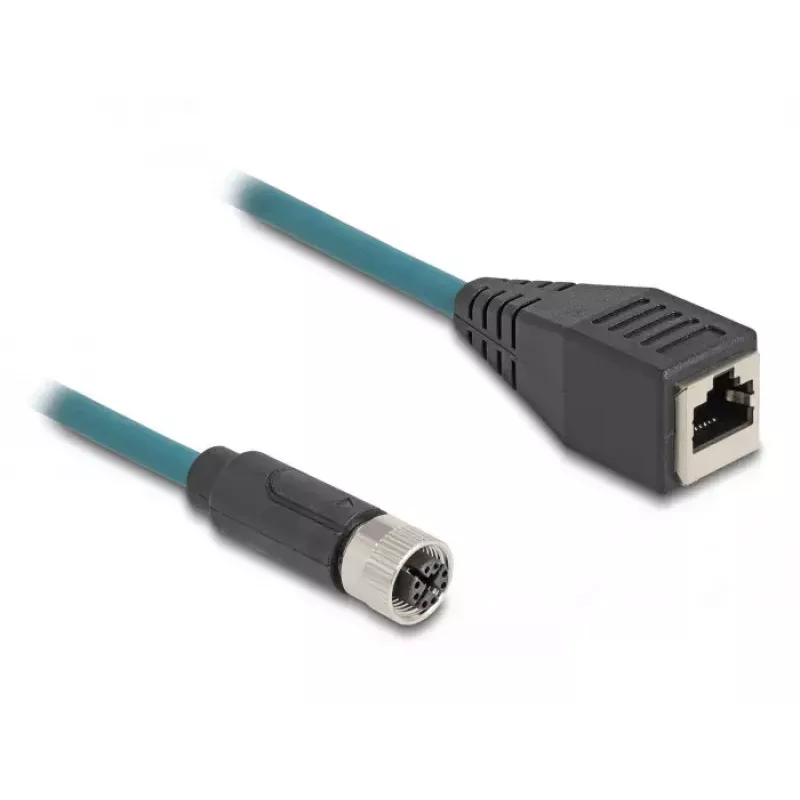 Cable adaptador DeLOCK M12 codificación X hembra de 8 pines a hembra RJ45 50 cm