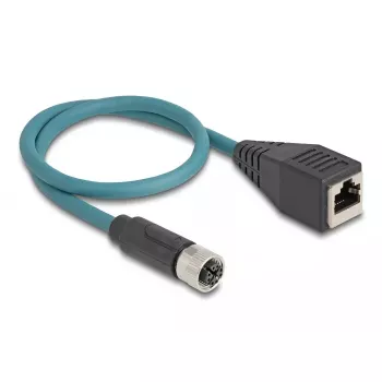 Cable adaptador DeLOCK M12 codificación X hembra de 8 pines a hembra RJ45 50 cm