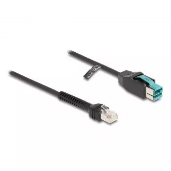 Cable espiral DeLOCK RJ50 macho a PoweredUSB macho 12 V 3 m negro