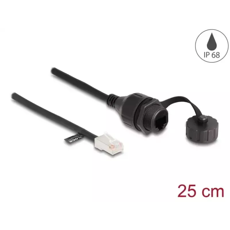Cable de red DeLOCK 88012 RJ45 macho a RJ45 hembra Cat5e 0,25 m negro