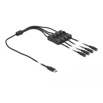 Cable USB Type-C macho a 4 x DC 5.5 x 2.1 mm hembra DeLOCK 86802