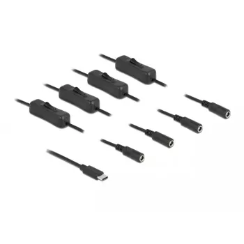Cable USB Type-C macho a 4 x DC 5.5 x 2.1 mm hembra DeLOCK 86802