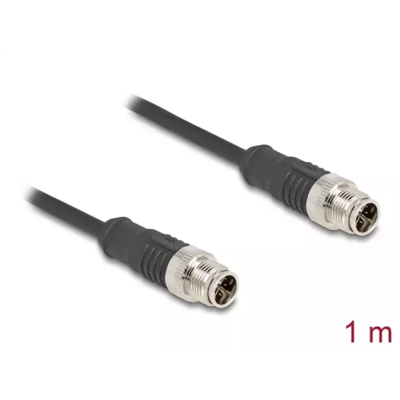 Cable de red DeLOCK M12 codificación X macho de 8 pines a macho Cat5e 1 m negro
