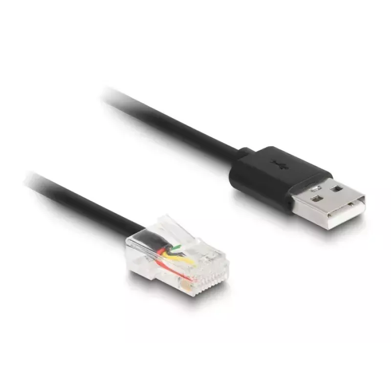 Cable espiral DeLOCK RJ50 a USB 2.0 Type-A 2 m negro
