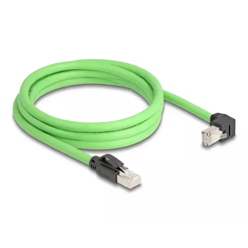 Cable de red DeLOCK RJ45 Cat.6A conector macho a conector macho acodado hacia abajo 2 m verde