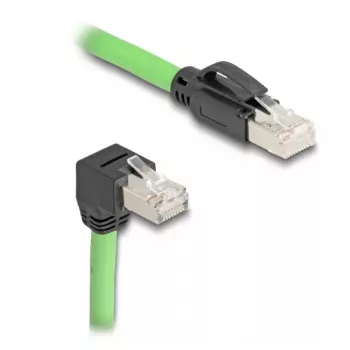 Cable de red DeLOCK RJ45 Cat.6A conector macho a conector macho acodado hacia abajo 2 m verde