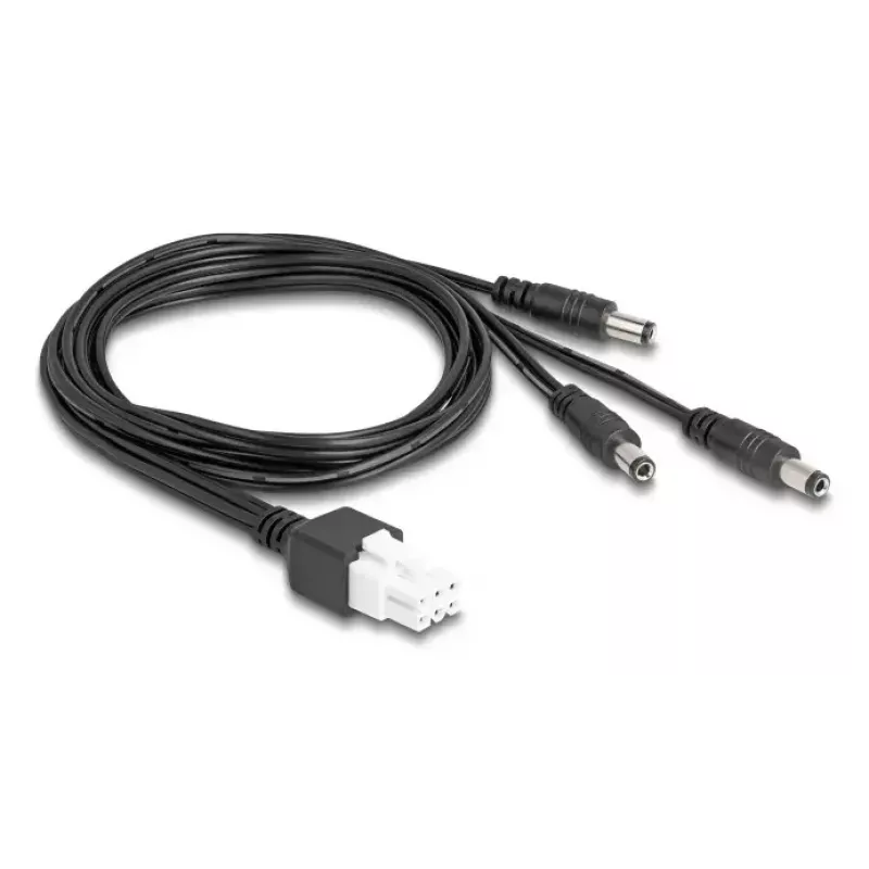 DeLOCK 90168 Cable Mini-Fit 6 pines a 3x clavija DC 5,5x2,5 mm, 1 m, negro