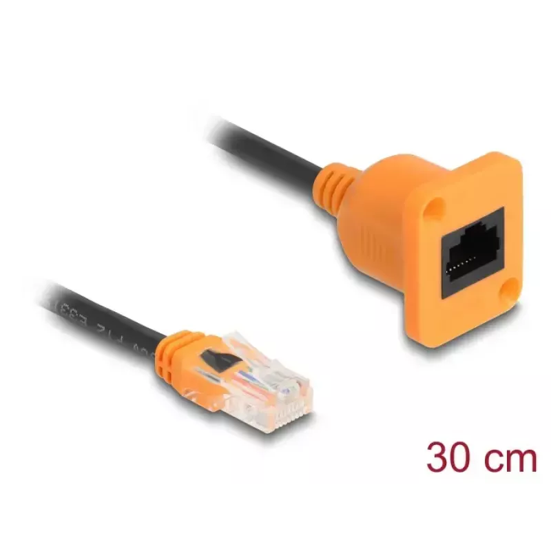 Cable de red DELOCK 90803 Cat5e U/UTP RJ-45 a RJ-45 negro/naranja 0,3 m