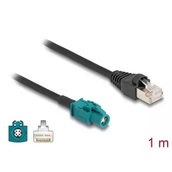 Cable coaxial DELOCK 90697 — 1 m, HSD Z a RJ-45, negro/azul