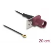 Cable coaxial DELOCK 90730 — FAKRA D a I-PEX MHF1, 0,2 m, Ø1,13 mm, negro/burdeos