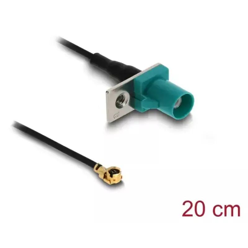 Cable coaxial DELOCK 90734, FAKRA Z a I-PEX MHF1, 0,2 m, 1,13 mm, negro/azul