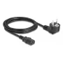 Cable de alimentación para PC DELOCK 81326 — con toma de tierra CEE 7/7 (90°) a IEC C13, 2 m, 3×0,75 mm², negro