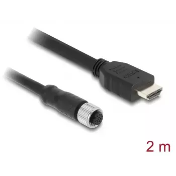 Cable DELOCK M12 codificación A de 17 polos (conector hembra) a HDMI (conector macho) 2 m