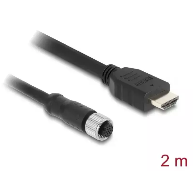 Cable DELOCK M12 codificación A de 17 polos (conector hembra) a HDMI (conector macho) 2 m