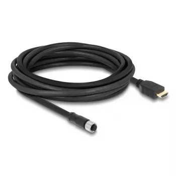 Cable DELOCK M12 codificación A conector hembra de 17 polos a conector macho HDMI 5 m negro