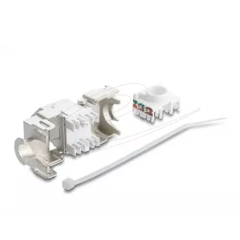 Delock 90938 Módulo Keystone de RJ45 a LSA Cat.6A, acodado a 45 grados, blindado, salida de cable a 180 grados, sin herramientas