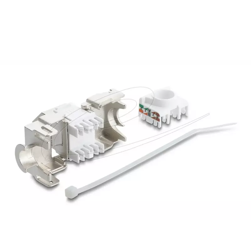 Delock 90938 Módulo Keystone de RJ45 a LSA Cat.6A, acodado a 45 grados, blindado, salida de cable a 180 grados, sin herramientas