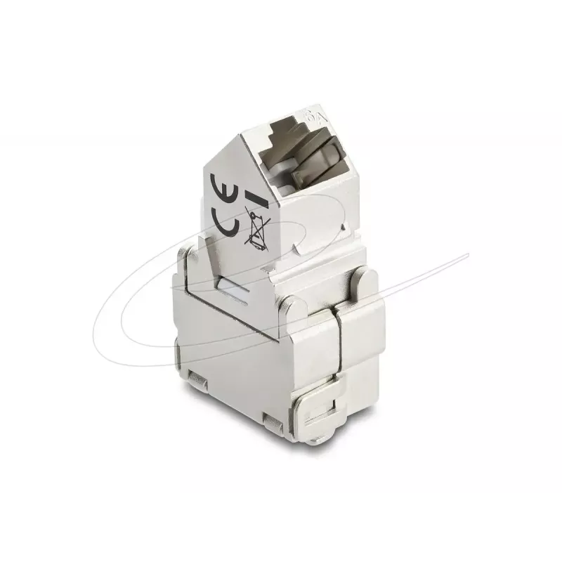 Delock 90938 Módulo Keystone de RJ45 a LSA Cat.6A, acodado a 45 grados, blindado, salida de cable a 180 grados, sin herramientas
