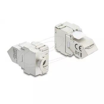 Delock 90938 Módulo Keystone de RJ45 a LSA Cat.6A, acodado a 45 grados, blindado, salida de cable a 180 grados, sin herramientas