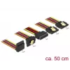 DeLOCK 60149 cable divisor de alimentación SATA, macho de 15 pines a 4x hembra de 15 pines, con enclavamiento, 0,5 m, negro/amarillo/rojo/naranja