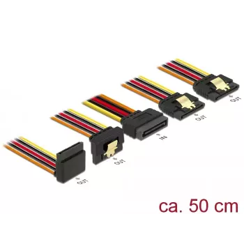 Cable SATA DeLOCK 60149 0,5 m SATA 15 pines 4 x SATA 15 pines negro naranja rojo amarillo