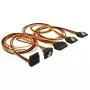 DeLOCK 60149 cable divisor de alimentación SATA, macho de 15 pines a 4x hembra de 15 pines, con enclavamiento, 0,5 m, negro/amarillo/rojo/naranja