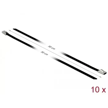 Brida de cable DeLOCK 18812 acero negro 500 mm 10 uds.