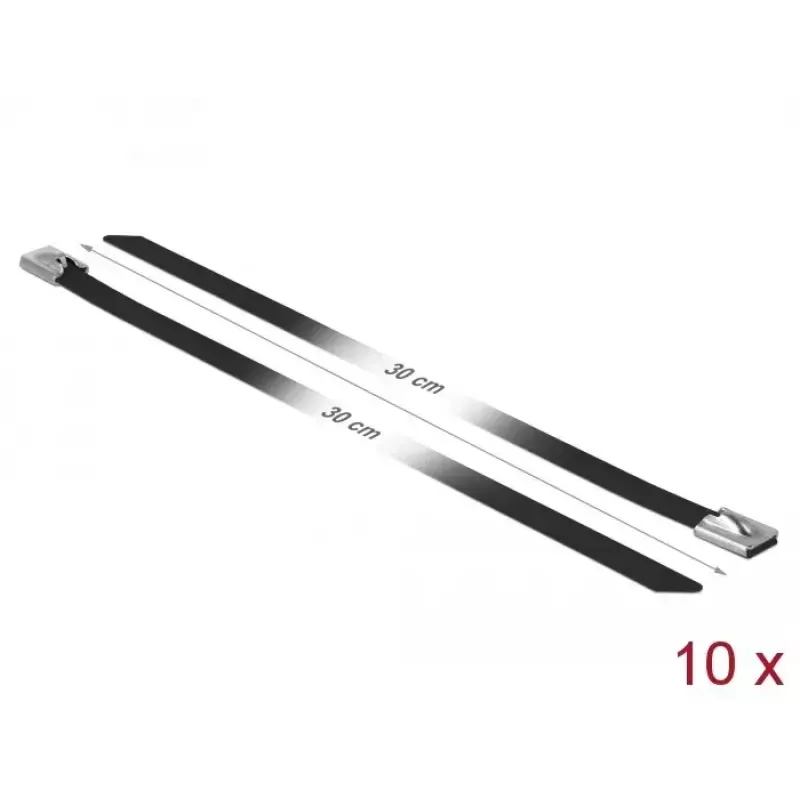 Brida de cable DeLOCK 18814 acero inoxidable negro 300 mm 10 uds.