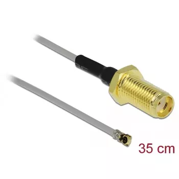 Cable coaxial DeLOCK 90398 0,35 m SMA MHF negro oro gris