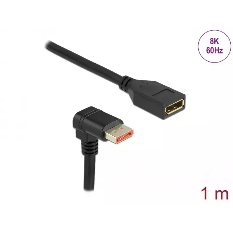Cable alargador DisplayPort DeLOCK en ángulo 90° hacia abajo 8K 1 m