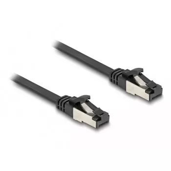 Cable de red DeLOCK RJ45 plano patch macho a macho Cat.8.1 0,25 m negro
