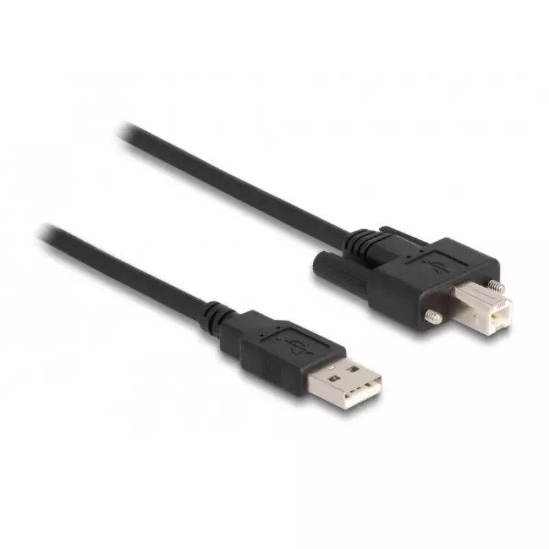 Cable DeLOCK USB 2.0 conector macho Type-A a conector macho Type-B con tornillos 1 m